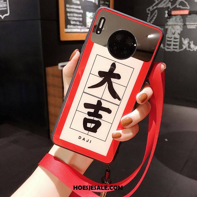 Huawei Mate 30 Hoesje Chinese Stijl Mobiele Telefoon Hanger Rood Glas Sale