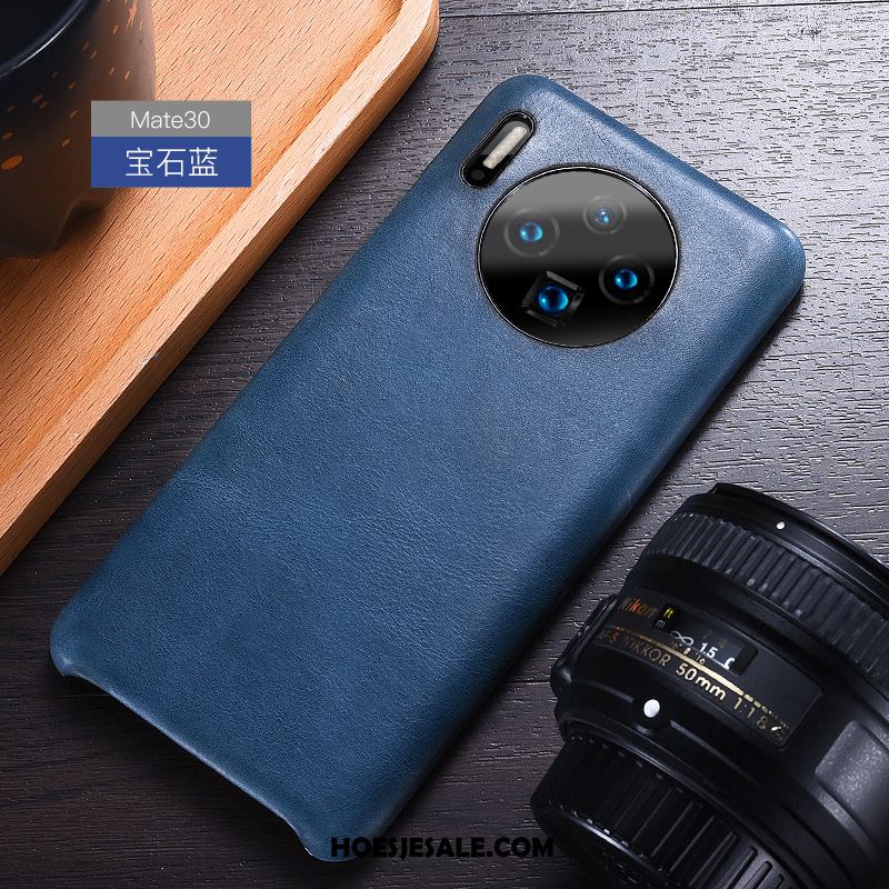 Huawei Mate 30 Hoesje Leer Persoonlijk Bedrijf Blauw Hoes Korting