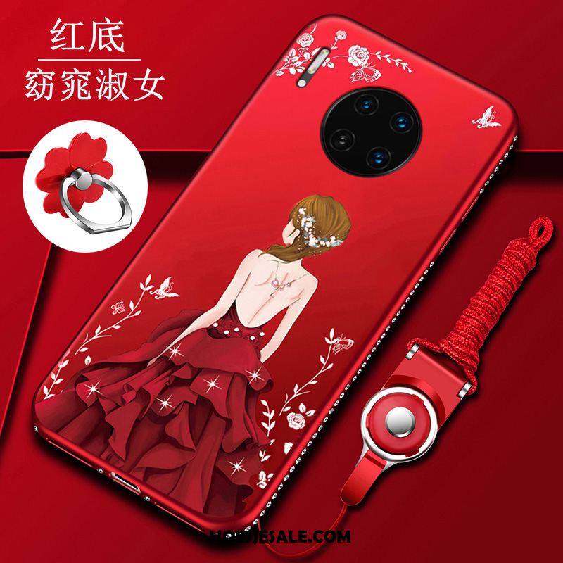 Huawei Mate 30 Hoesje Rood Hoes Zacht Anti-fall Strass Kopen