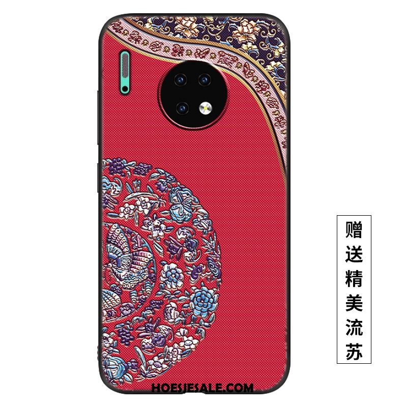 Huawei Mate 30 Hoesje Vintage Reliëf Net Red Zacht Paleis Goedkoop