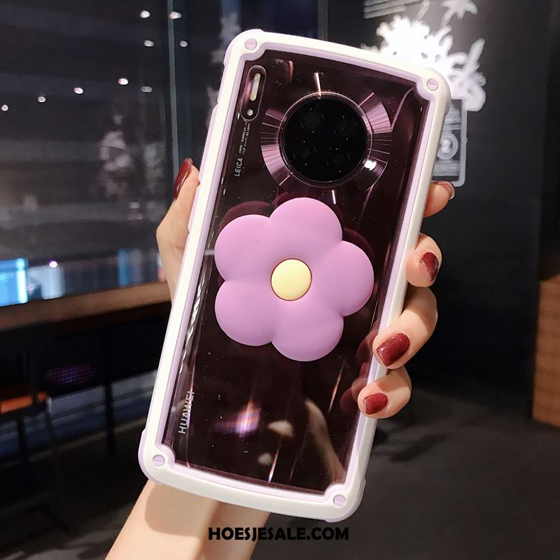 Huawei Mate 30 Pro Hoesje Bloemen Roze Hard Doorzichtig Omlijsting Sale