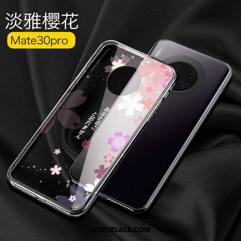 Huawei Mate 30 Pro Hoesje Trendy Merk Glas Siliconen Anti-fall Roze Goedkoop