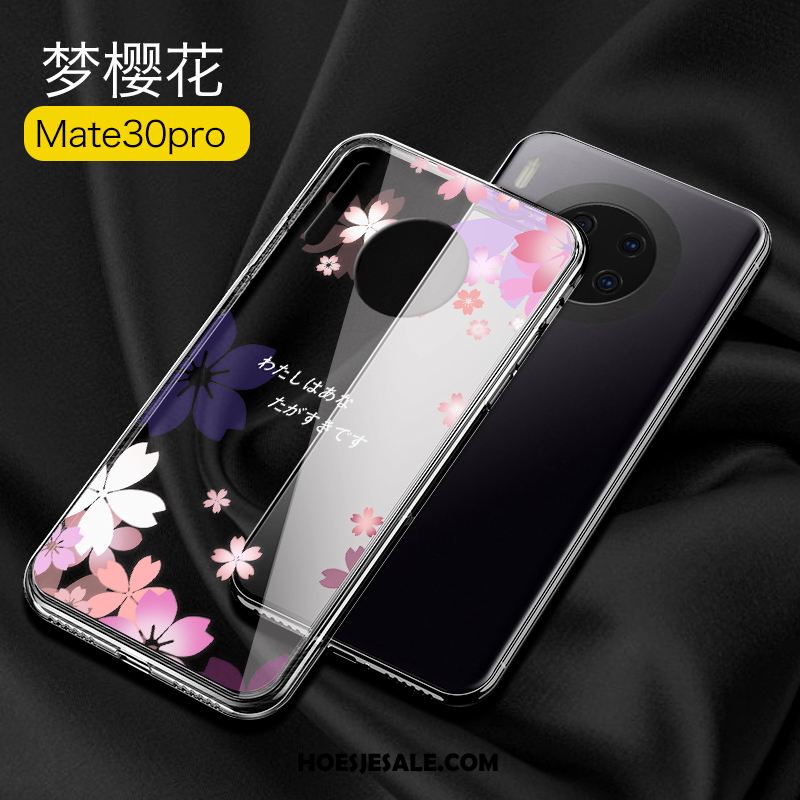 Huawei Mate 30 Pro Hoesje Trendy Merk Glas Siliconen Anti-fall Roze Goedkoop