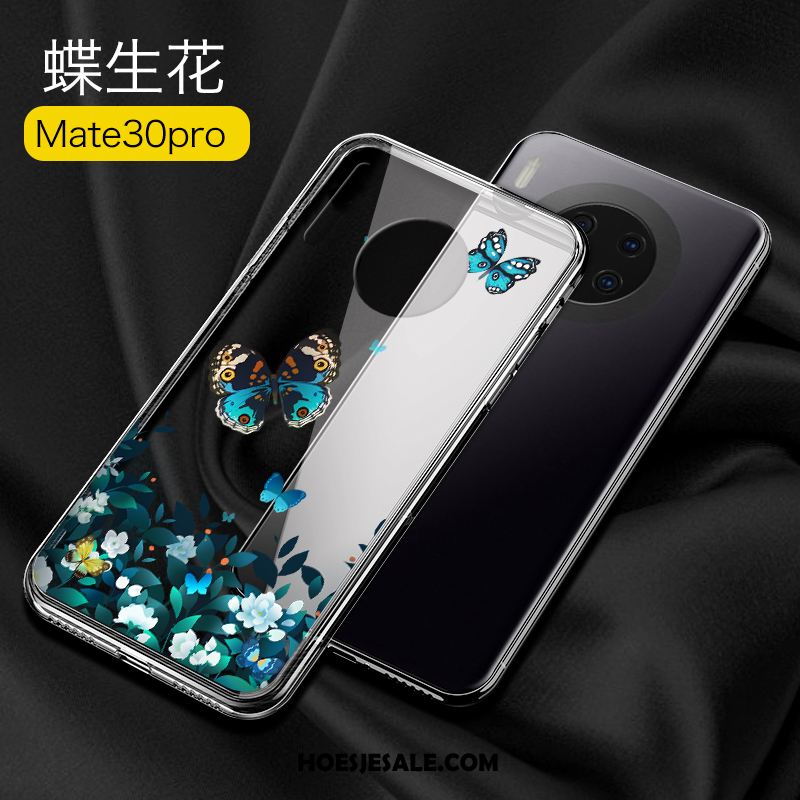 Huawei Mate 30 Pro Hoesje Trendy Merk Glas Siliconen Anti-fall Roze Goedkoop