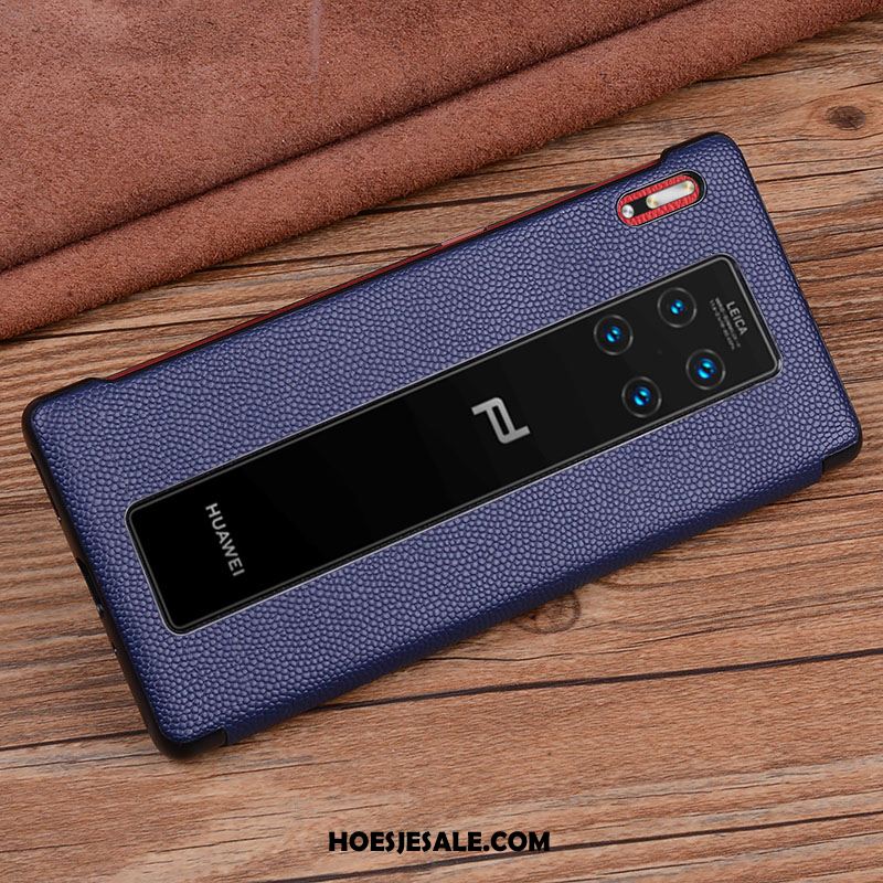 Huawei Mate 30 Rs Hoesje Blauw Winterslaap Bescherming Hoes Echt Leer Sale