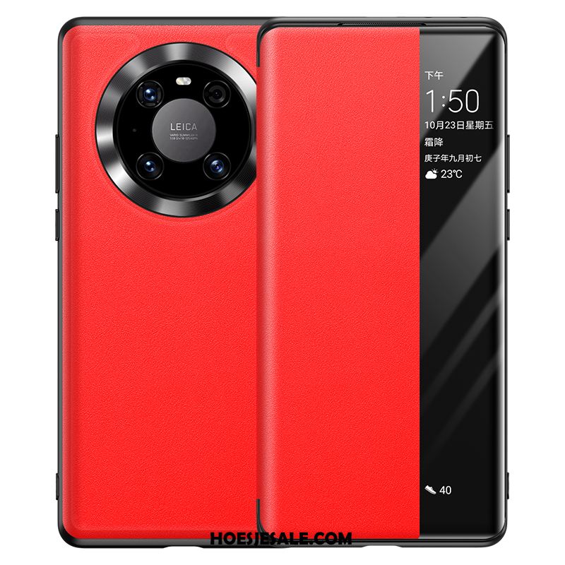 Huawei Mate 40 Hoesje Echt Leer Hoes Clamshell Mobiele Telefoon Bescherming Sale