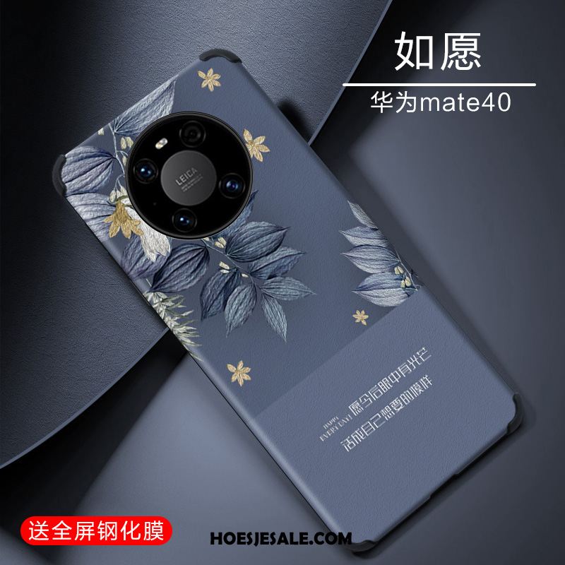 Huawei Mate 40 Hoesje Eenvoudige All Inclusive Persoonlijk Reliëf Blauw Kopen