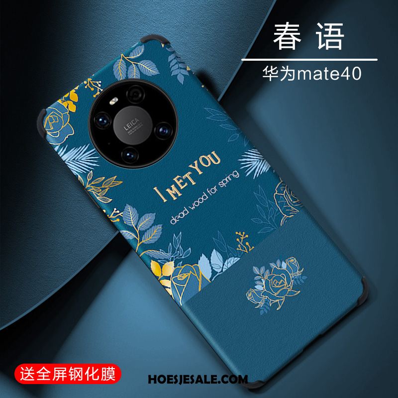 Huawei Mate 40 Hoesje Eenvoudige All Inclusive Persoonlijk Reliëf Blauw Kopen