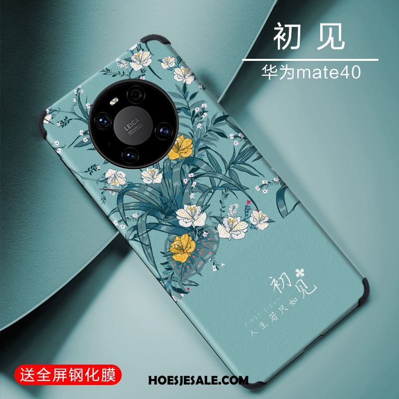 Huawei Mate 40 Hoesje Eenvoudige All Inclusive Persoonlijk Reliëf Blauw Kopen
