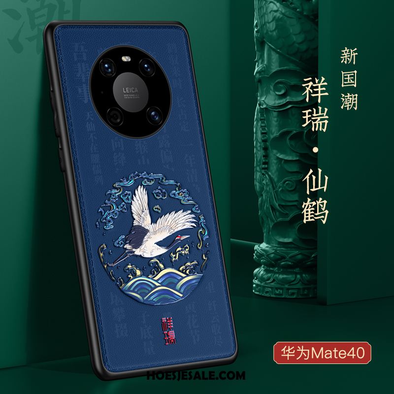 Huawei Mate 40 Hoesje Hoes Dun Blauw Zacht Leren Etui Sale