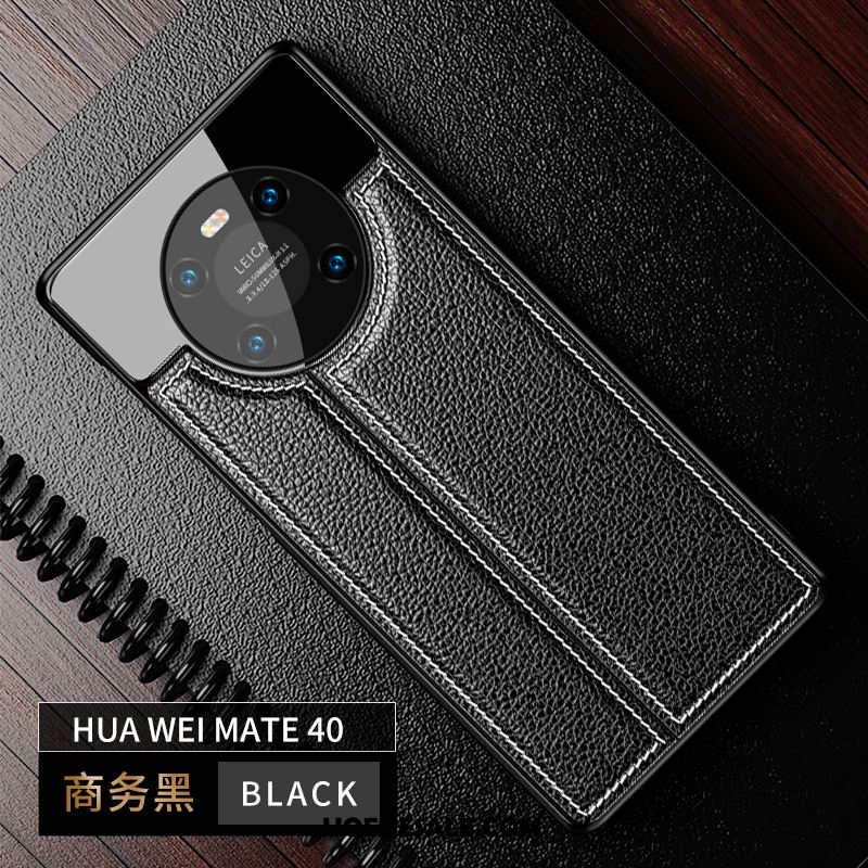 Huawei Mate 40 Hoesje Scheppend Nieuw Leer Anti-fall Zwart Sale
