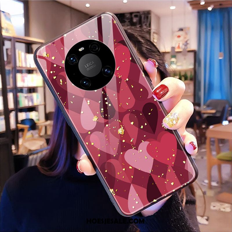 Huawei Mate 40 Hoesje Zacht Net Red Wit Hoes Gehard Glas Kopen