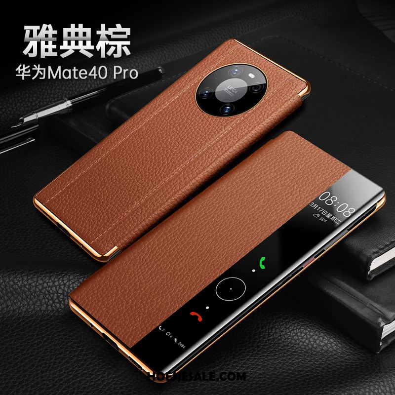 Huawei Mate 40 Pro Hoesje Anti-fall All Inclusive Mobiele Telefoon Echt Leer Rood Korting