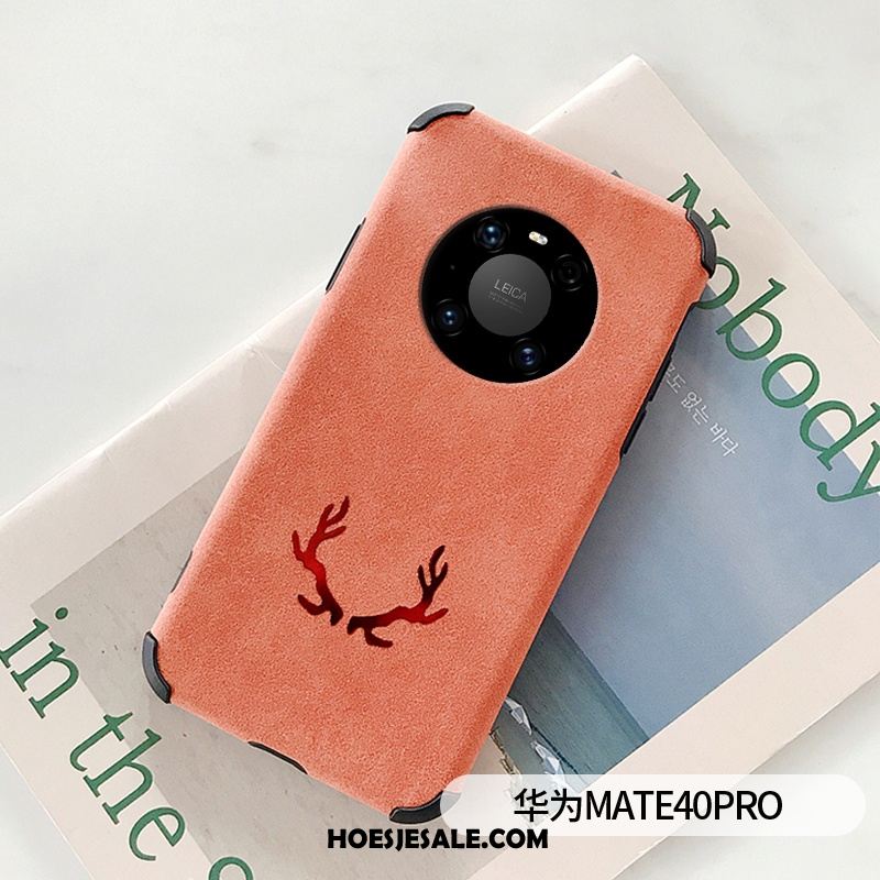 Huawei Mate 40 Pro Hoesje Hertachtigen Suede Zacht Patroon Eenvoudige