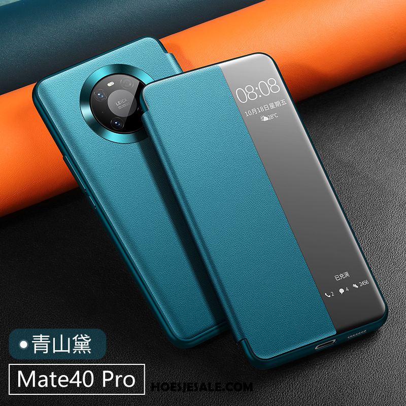 Huawei Mate 40 Pro Hoesje Leren Etui Clamshell All Inclusive Nieuw Blauw Sale