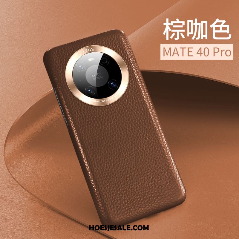 Huawei Mate 40 Pro Hoesje Nieuw Echt Leer Anti-fall Rood Leren Etui Goedkoop