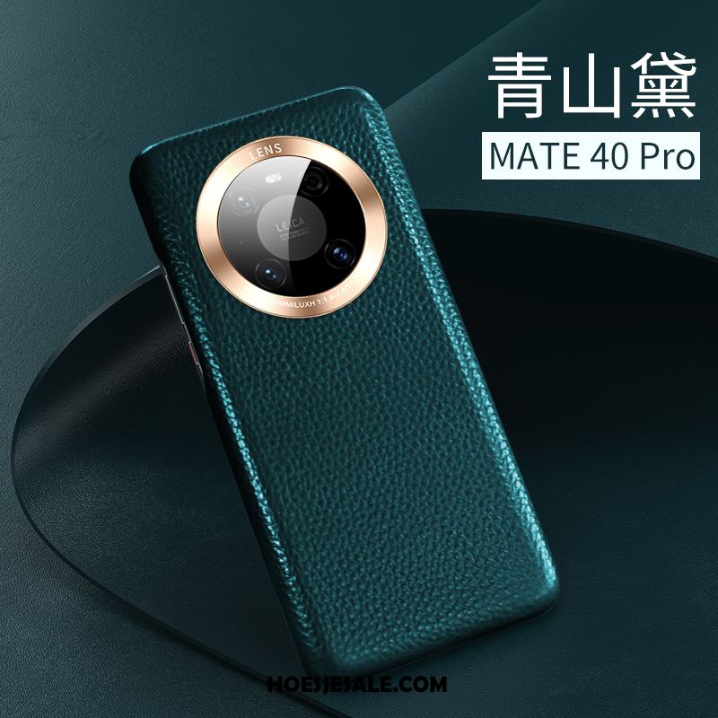 Huawei Mate 40 Pro Hoesje Nieuw Echt Leer Anti-fall Rood Leren Etui Goedkoop