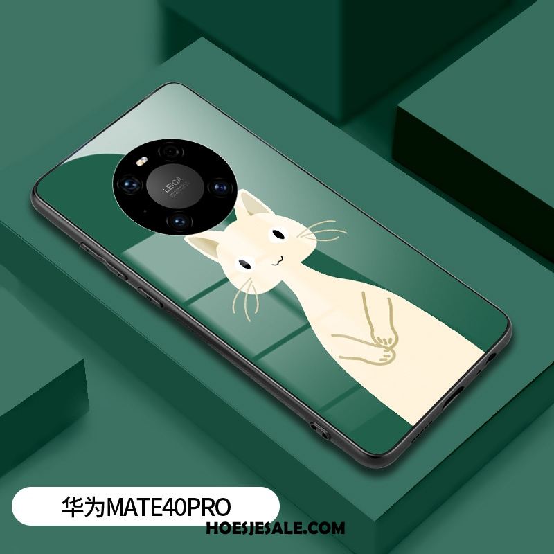 Huawei Mate 40 Pro Hoesje Spiegel Siliconen Groen Hoes Scheppend Goedkoop