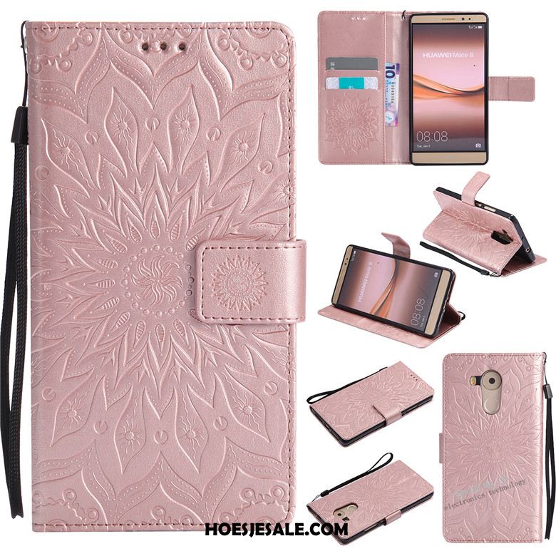 Huawei Mate 8 Hoesje Anti-fall Trend Mobiele Telefoon Leren Etui Roze Goedkoop