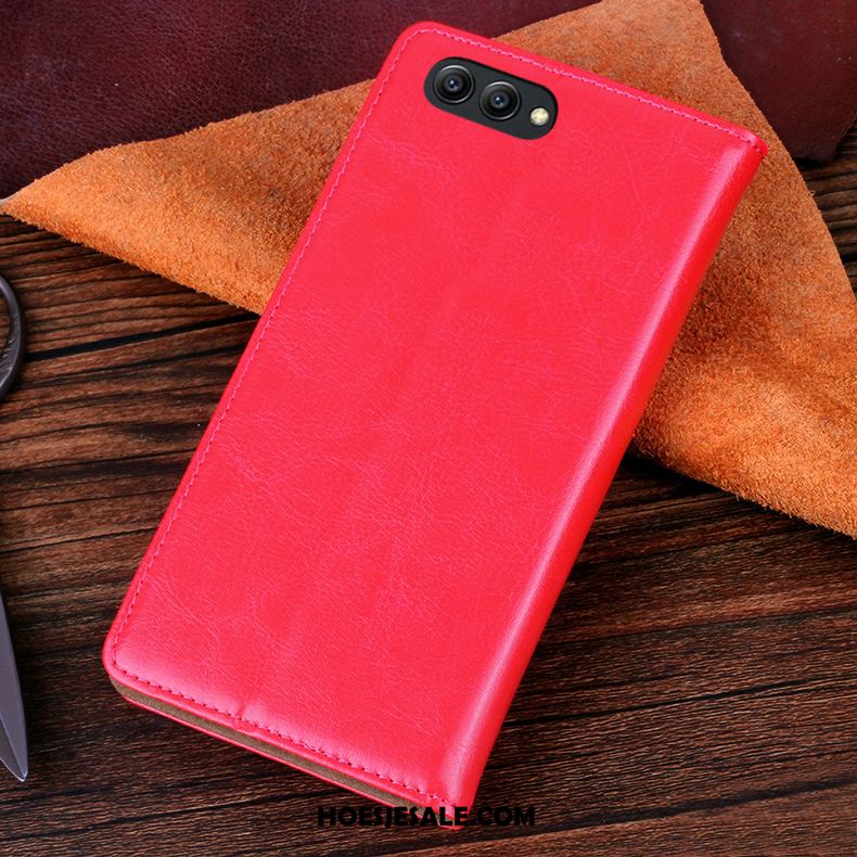 Huawei Nova 2s Hoesje Bescherming Leren Etui Mode Bedrijf Rood Kopen