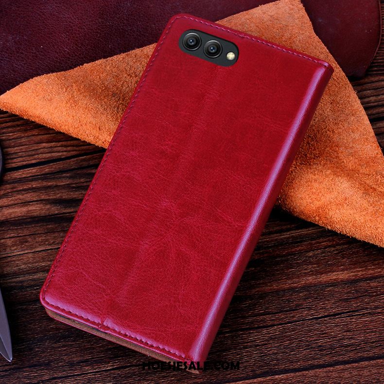 Huawei Nova 2s Hoesje Bescherming Leren Etui Mode Bedrijf Rood Kopen