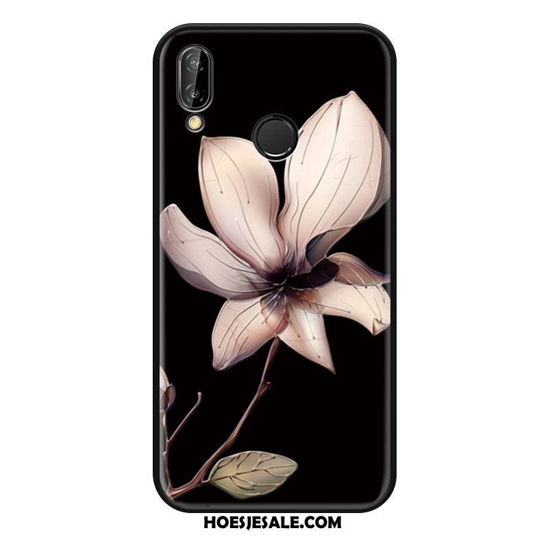 Huawei Nova 3 Hoesje Siliconen Bloemen Trend Zwart Kunst Sale