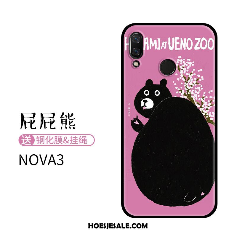 Huawei Nova 3 Hoesje Siliconen Spotprent Blauw Reliëf Dierlijk Kopen