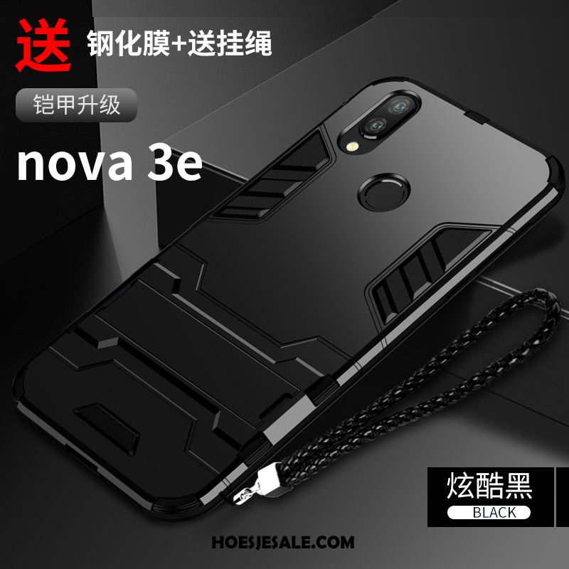 Huawei Nova 3e Hoesje All Inclusive Hard Scheppend Zwart Bescherming Korting