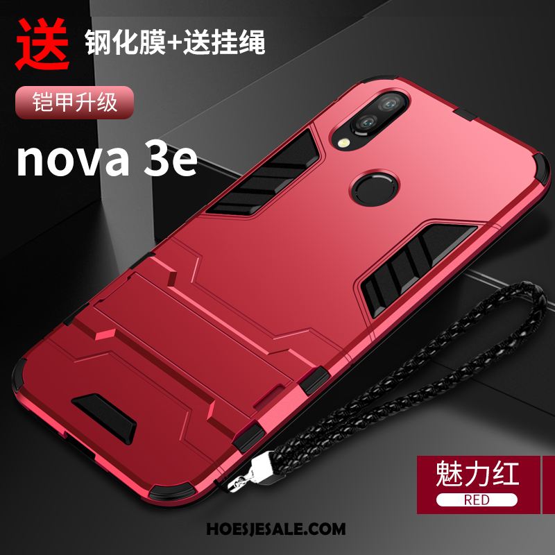 Huawei Nova 3e Hoesje All Inclusive Hard Scheppend Zwart Bescherming Korting