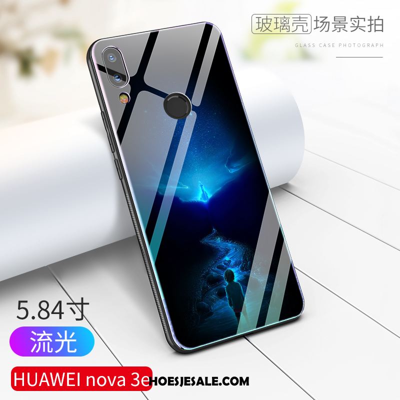 Huawei Nova 3e Hoesje Anti-fall Mobiele Telefoon High End Glas Net Red Kopen