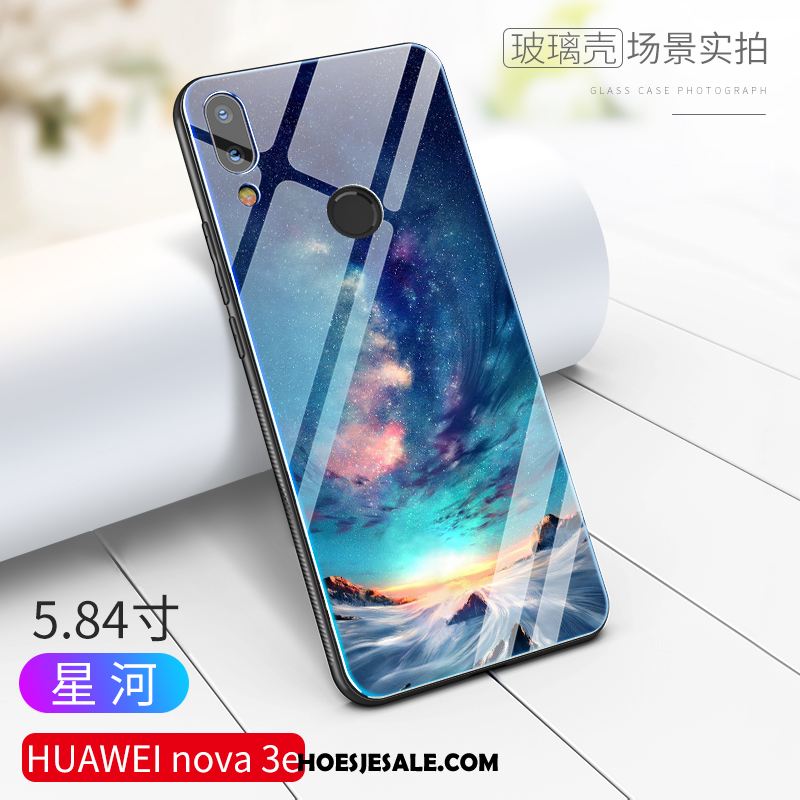 Huawei Nova 3e Hoesje Anti-fall Mobiele Telefoon High End Glas Net Red Kopen