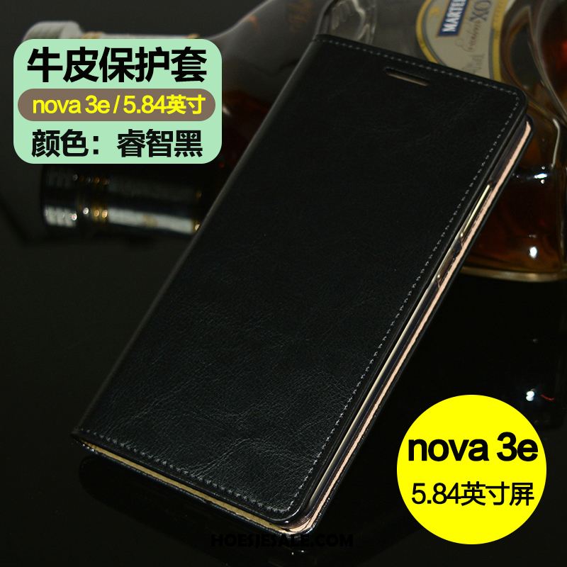 Huawei Nova 3e Hoesje Blauw Mobiele Telefoon Echt Leer Bescherming Leren Etui Kopen