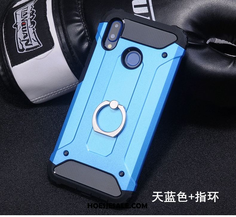 Huawei Nova 3e Hoesje Blauw Scheppend Ring Hoes Schrobben Goedkoop