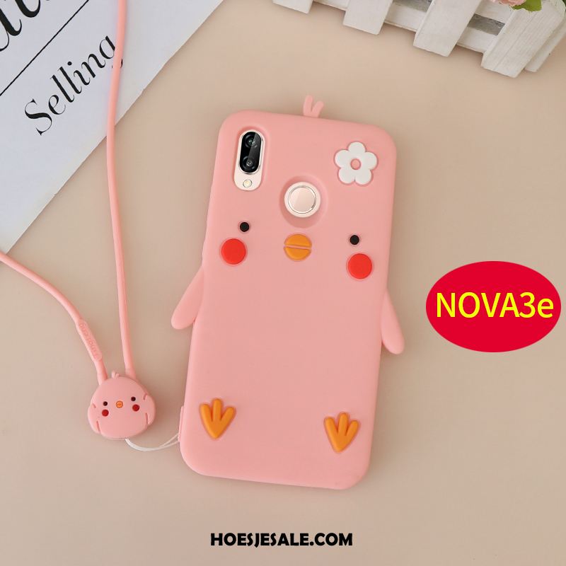 Huawei Nova 3e Hoesje Geel Hanger Spotprent All Inclusive Scheppend Goedkoop