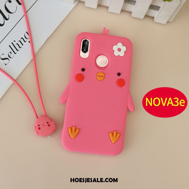 Huawei Nova 3e Hoesje Geel Hanger Spotprent All Inclusive Scheppend Goedkoop