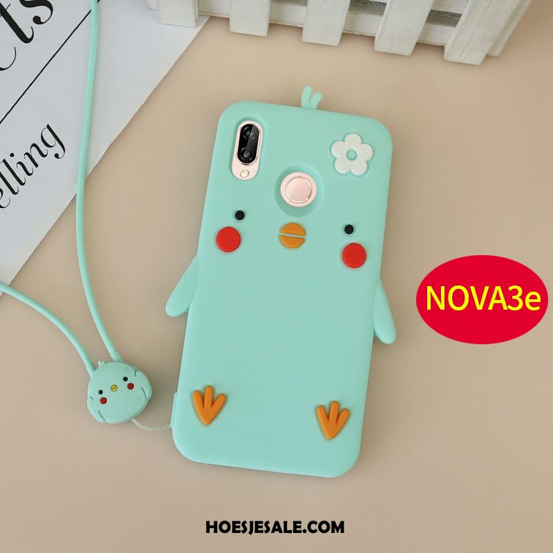 Huawei Nova 3e Hoesje Geel Hanger Spotprent All Inclusive Scheppend Goedkoop