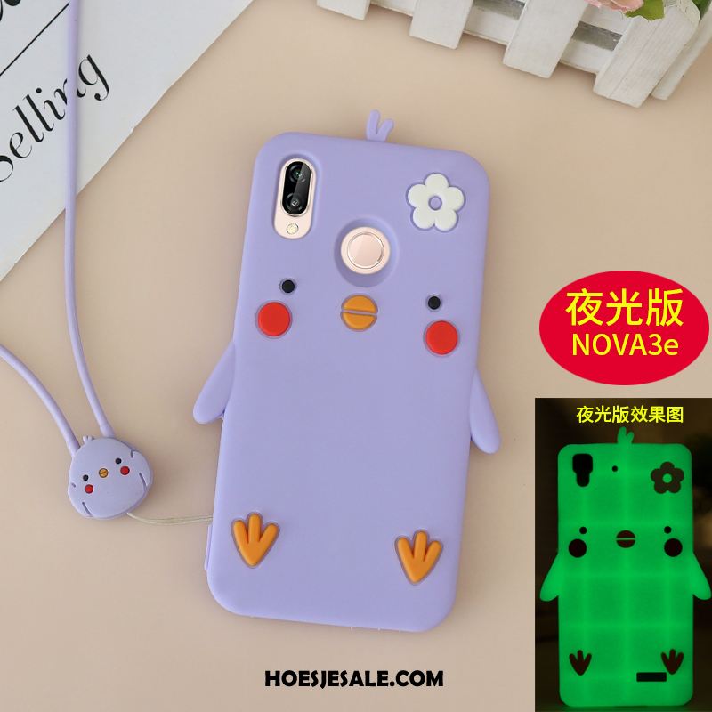 Huawei Nova 3e Hoesje Geel Hanger Spotprent All Inclusive Scheppend Goedkoop