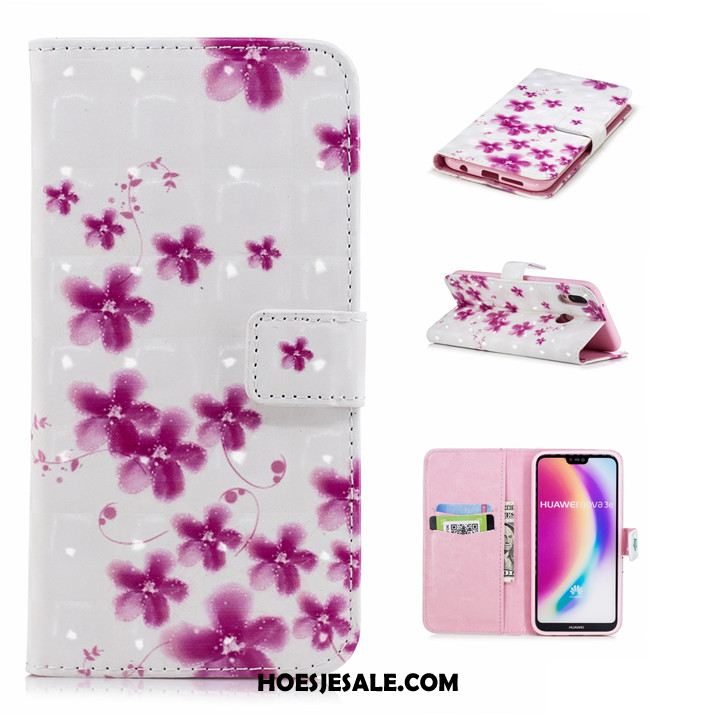 Huawei Nova 3e Hoesje Leren Etui Clamshell Mobiele Telefoon Hoes Roze Online