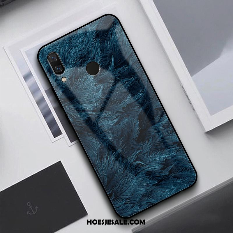 Huawei Nova 3i Hoesje Gehard Glas Siliconen Bescherming Blauw Trendy Merk Goedkoop