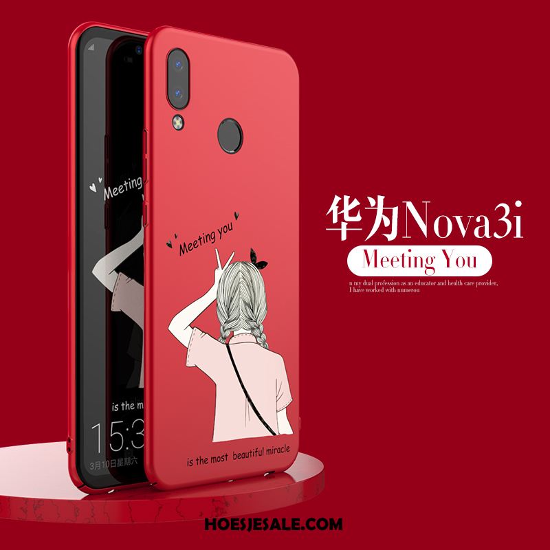 Huawei Nova 3i Hoesje Persoonlijk Hoes Rood Anti-fall Dun Korting