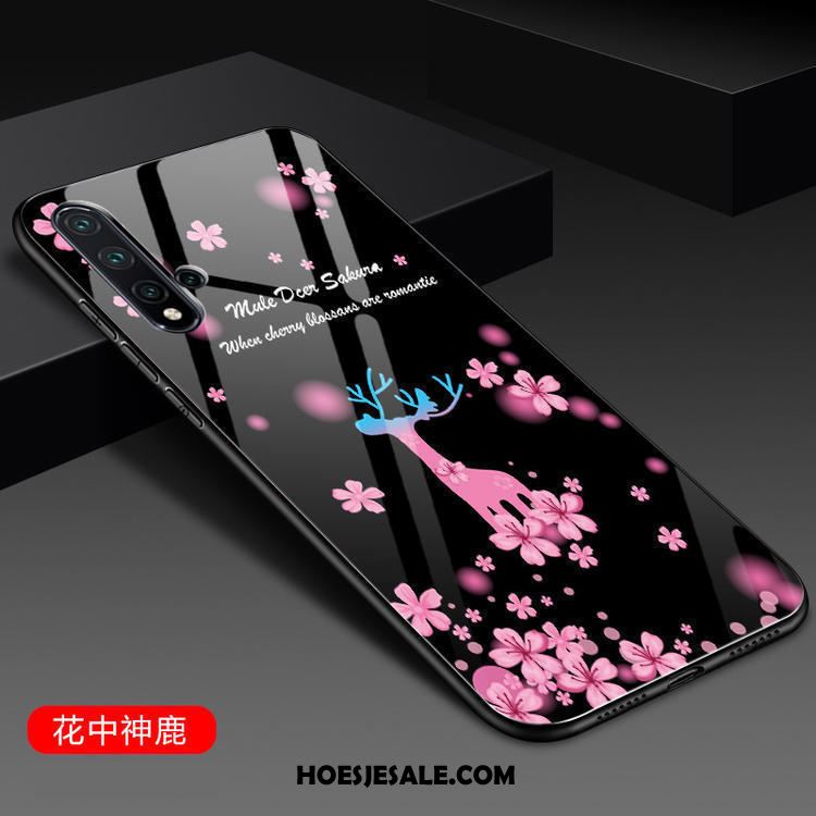 Huawei Nova 5t Hoesje Anti-fall Trend Glas Hoes Zwart Sale