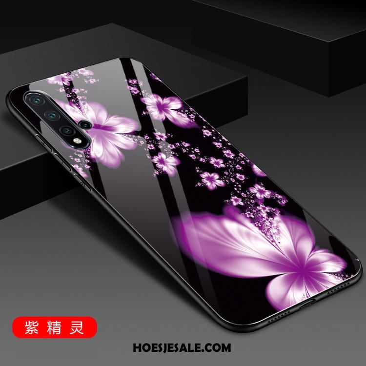 Huawei Nova 5t Hoesje Anti-fall Trend Glas Hoes Zwart Sale