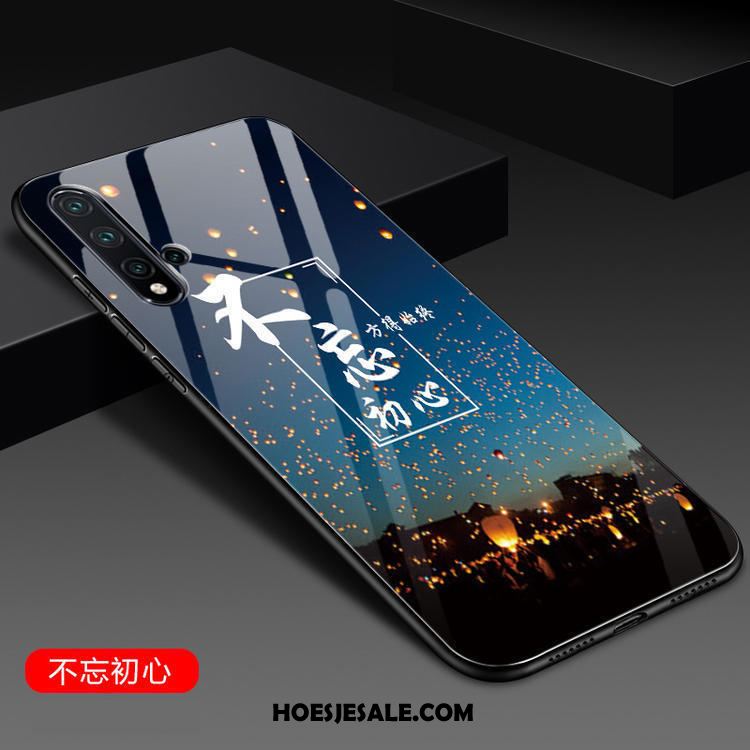 Huawei Nova 5t Hoesje Anti-fall Trend Glas Hoes Zwart Sale