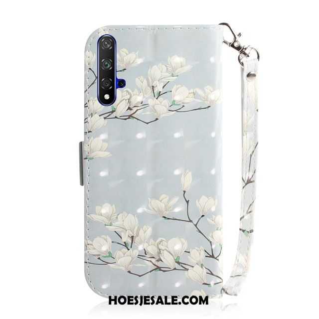 Huawei Nova 5t Hoesje Clamshell Groen Leren Etui Anti-fall Mooie Sale