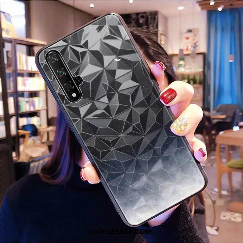 Huawei Nova 5t Hoesje Trendy Merk Hoes Zwart Patroon Ruit Sale