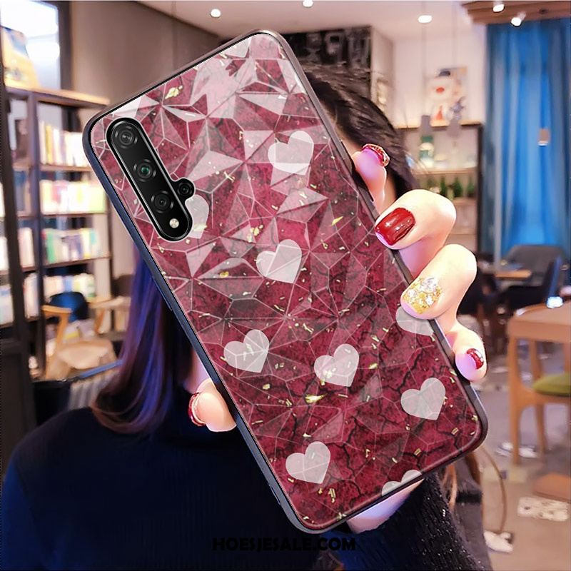 Huawei Nova 5t Hoesje Trendy Merk Hoes Zwart Patroon Ruit Sale