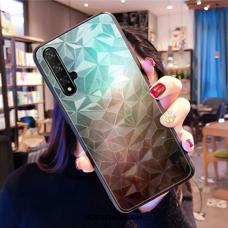 Huawei Nova 5t Hoesje Trendy Merk Hoes Zwart Patroon Ruit Sale