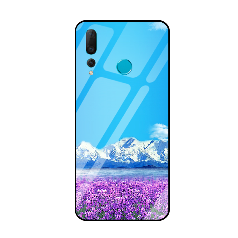 Huawei P Smart+ 2019 Hoesje Anti-fall Spiegel Landschap Purper Glas Online