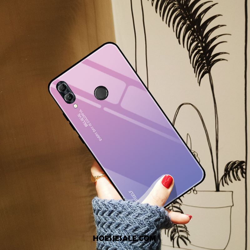 Huawei P Smart 2019 Hoesje Eenvoudige Gehard Glas Blauw Kleurverloop Anti-fall Kopen