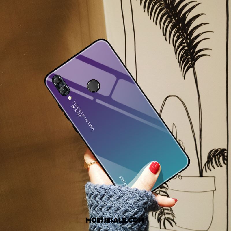 Huawei P Smart 2019 Hoesje Eenvoudige Gehard Glas Blauw Kleurverloop Anti-fall Kopen